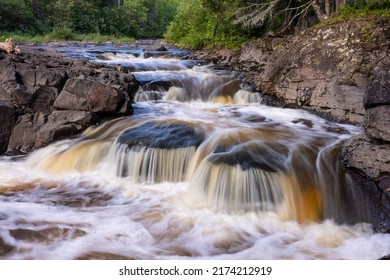 Knife River Cascading Waterfall In The Woods