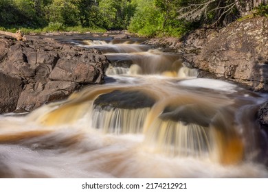 Knife River Cascading Waterfall In The Woods