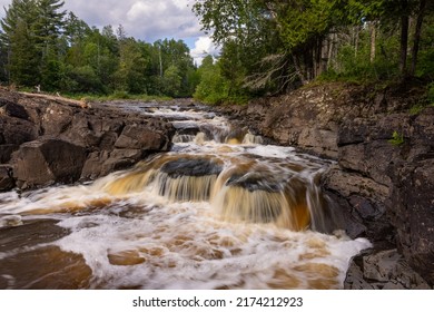 Knife River Cascading Waterfall In The Woods