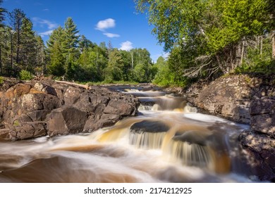 Knife River Cascading Waterfall In The Woods