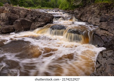 Knife River Cascading Waterfall In The Woods