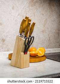 knife set in a kitchen - Shutterstock ID 2119715522