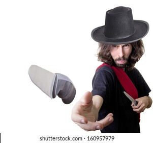 A Knife Thrower With Long Hair