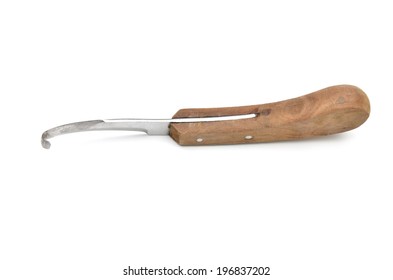 knife for trimming animal hoof on white background