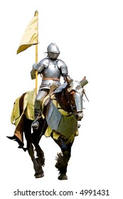 A Knight In Armour On Horseback - Isolated