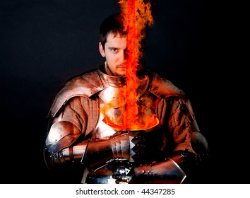 Knight with burning sword