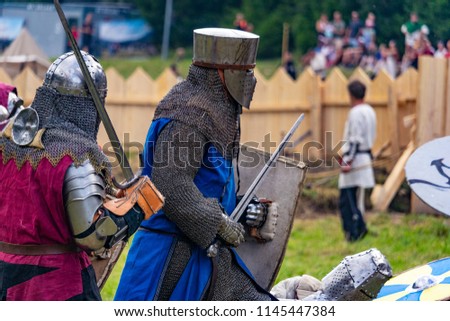 Knight games Ehrenberg, Austria 2018. Knights battle historical.