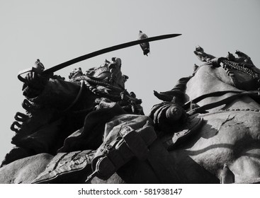 Knight horseback statue