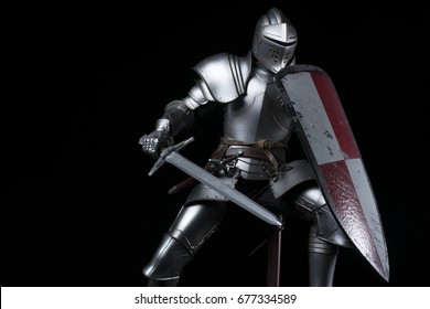 Knight With Sword And Red And White Shield