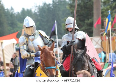 Knights In Armor At A Renaissance Fair