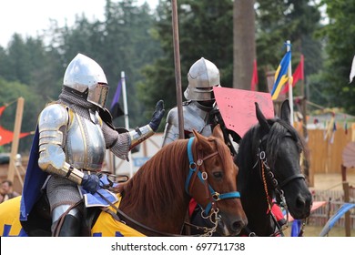 Knights In Armor At A Renaissance Fair