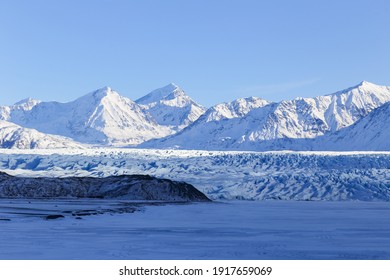 Knik Glacier north of Anchorage, Alaska in winter