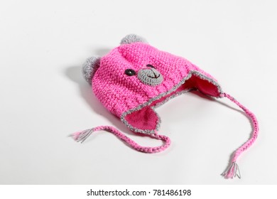 Knitted Baby Hat Isolated On White Background