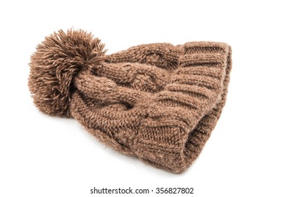 Knitted Cap On A White Background