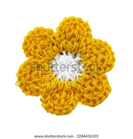 Knitted Chamomile Flower Isolated On White Background