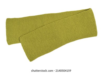 Knitted Scarf In Green Color Isolated On White Background