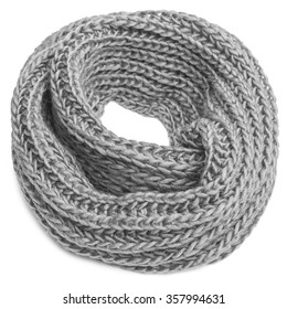 Knitted Winter Scarf On A White Background