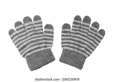 Knitted Woolen Baby Gloves, On White