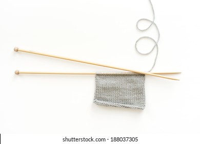 Knitting Needles With Wool, Isolated