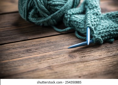 Knitting And Red Knitting Needle