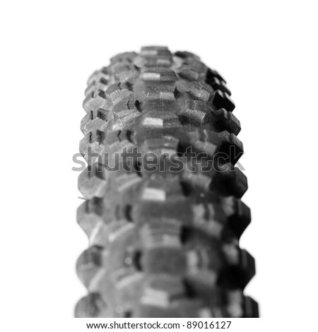 Knobby mountain bike tire close-up