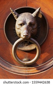 Knocker Dog On Wooden Door, Entrance 