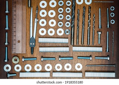 Knolling Style Photography - Various Items And Tools For Measurements And Home Repairs