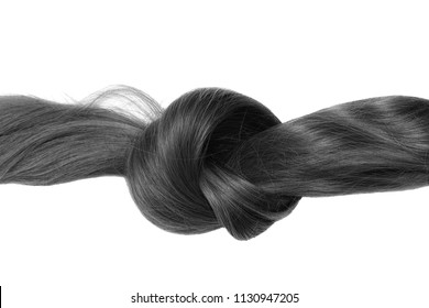 Knot Of Black Hair, Isolated On White