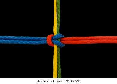 Knot on a cord on a dark background