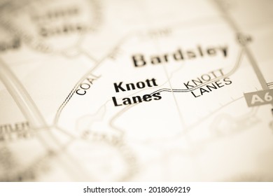 Knott Lanes On A Geographical Map Of UK