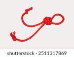 Knotted red rope isolated on white background