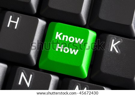know how knowledge or education concept with green button on computer keyboard