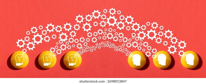 Knowledge sharing. Transferring. Brainstorming concept