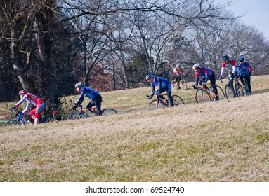 KNOXVILLE - JANUARY 22: Cyclists From Various Teams Compete During The Knoxiecross Cyclocross Series, January 22, 2011, Victor Ashe Park, Knoxville, Tennessee.