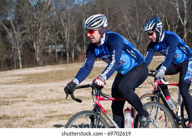 KNOXVILLE - JANUARY 22: Unidentified Team Racers Compete During The Annual Knoxiecross Cyclocross Series, January 22, 2011, Victor Ashe Park, Knoxville, Tennessee.