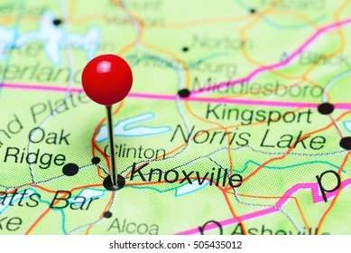 Knoxville Pinned On A Map Of Tennessee, USA
