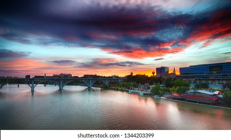 Knoxville, Tennessee Skyline At Sunset