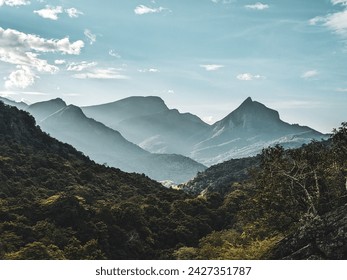 Knuckles Mountain Range, Sri Lanka: A captivating landscape of lush valleys and rugged peaks, an invitation to nature's serene beauty. - Powered by Shutterstock