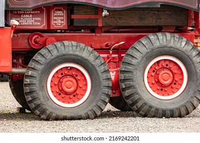 Knutsford Cheshire-united Kingdom April 24 2022 Close Up Of Large Heavy Goods Vehicle Wheels And Tyres