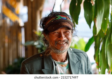 Ko Lanta, Ko Lanta District, Krabi 81150, Thailand  January 16th 2022 A Thai Rasta Reggae Man With Grey Beard Smiling