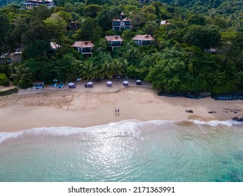 Ko Lanta Krabi Thailand, Tropical White Beach At Koh Lanta Thailand, Tropical Island, Drone Aerial View Of The Beach. 