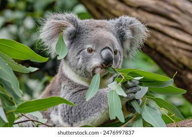 koala eating eucalyptus australia wildlife