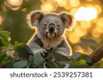 Koala in the wild. Beautiful extreme close-up. Australia.