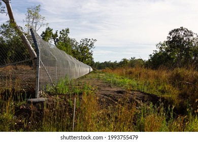 Koala And Wildlife Protection Fencing Beside A Busy Highway In Central Queensland, Australia.