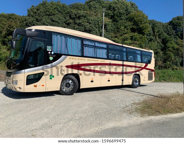 Kobe city/Japan: November 2 2019: Big tourist bus for\
travel in japan 
