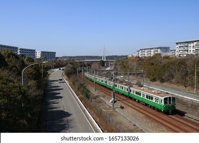 Kobe - February 24, 2020: The subway train running in the residential area on sunny day in February 24, 2020 Kobe, Japan. - Shutterstock ID 1657133026