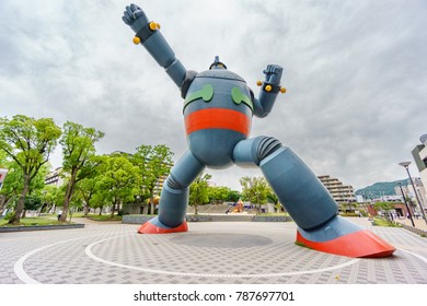 KOBE, JAPAN - June 5, 2015 : Tetsujin-28-go Statue Was Built To Commemorate The 15th Anniversary Of The Great Hanshin Earthquake (Kobe, January 17th, 1995).