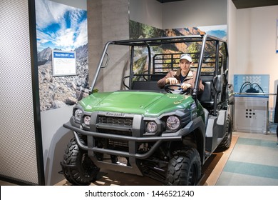 Kobe, Japan: October 11, 2018:  Kawasaki Museum, Which Showcases Products Made By The Kawasaki Heavy Industries Lt.   Kawasaki Was Founded In 1896.  