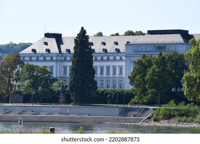 Koblenz, Germany - 09 12 2022: Rhine Shore With Schloss Koblenz