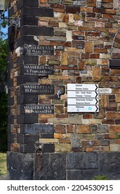 Koblenz, Germany - 09 12 2022: Flood Height Markers At The Rhine